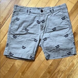 Antony Morato Light Tan Shorts with Black Palm Embroidery